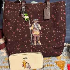 Coach Brown Star Wars Tote with Cream Wallet